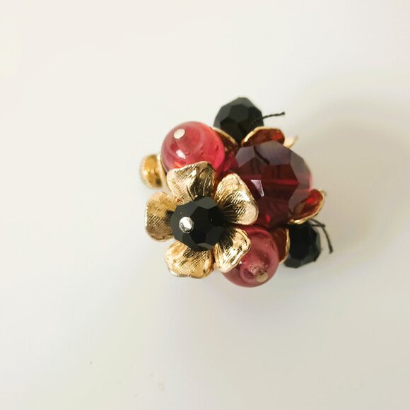 Vendome Vintage AB Crystal Earrings Gold Tone Clip Screw Back - Picture 5 of 7